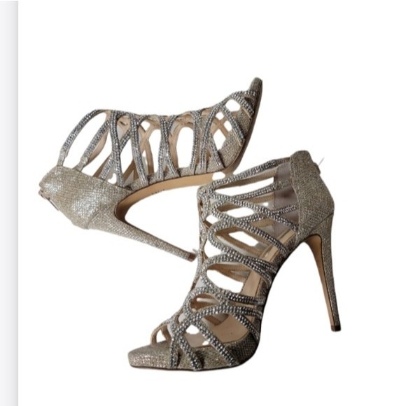 INC International Concepts champagne Gold heel sandal shoes Size 6M - Picture 5 of 11